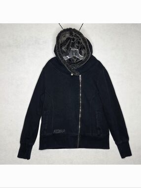 Fox Racing Ultimatum Sasquatch Hoodie Womens XL Faux Fur Motocross Black Asymmet